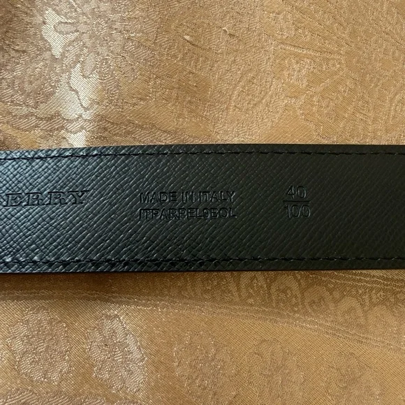 Burberry Black and Blue Leather Belt with Silver Buckle